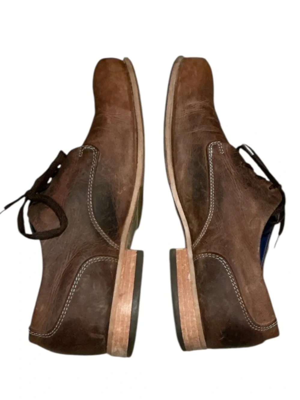 Authentic John Fluevog brown leather derby Oxford men’s lace up shoes sz 7